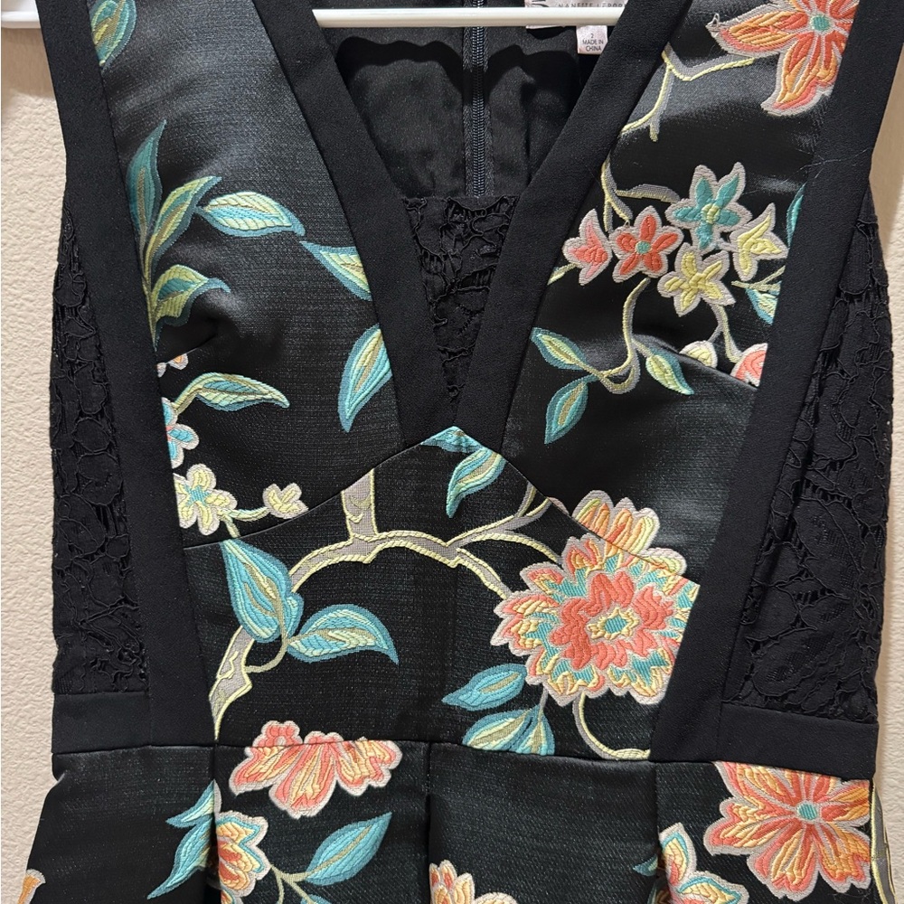 Nanette Lepore Black Floral Midi Dress - Picture 2 of 6